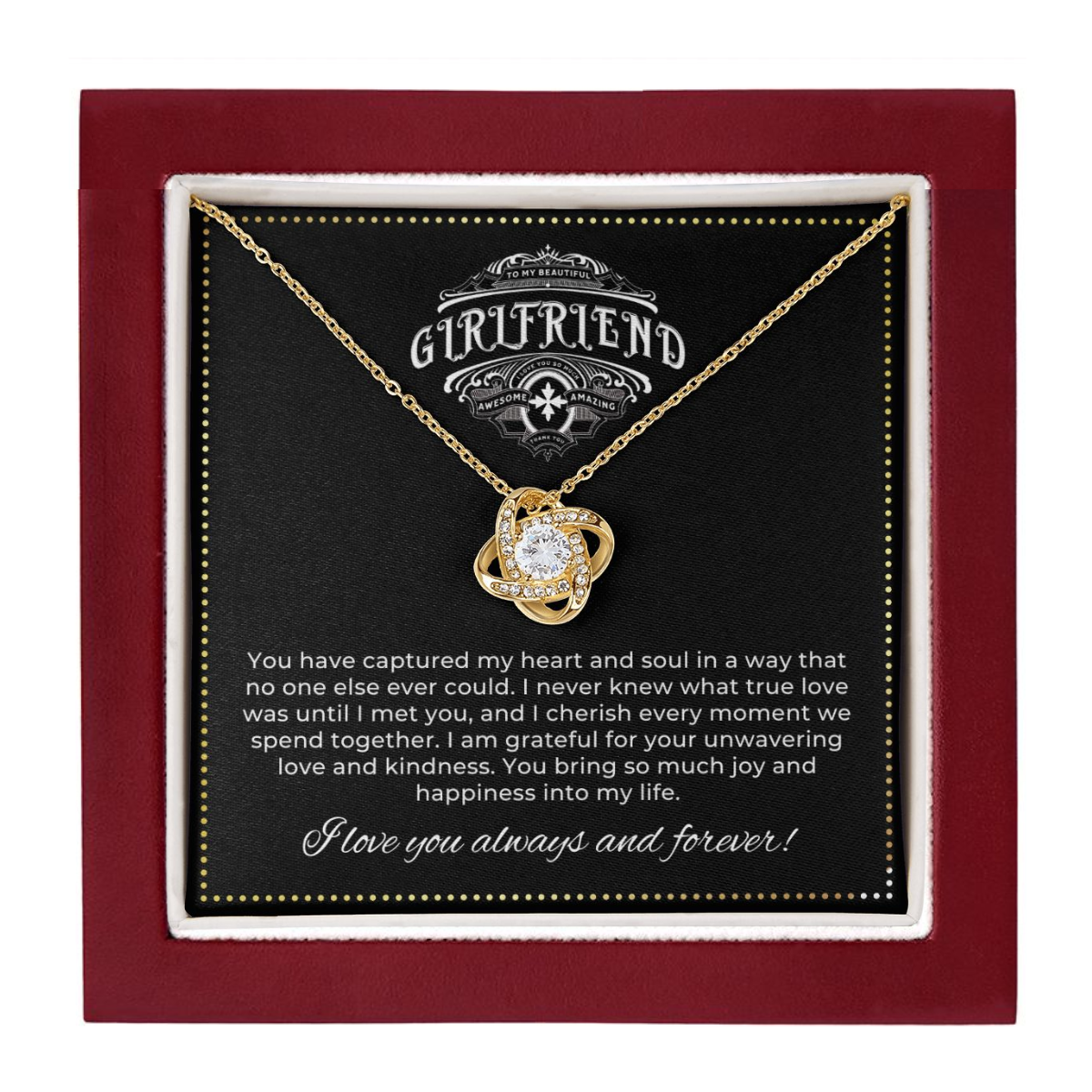 JGF Jewelry Gifts for Family | To My Beautiful Girlfriend (4) LOVE KNOT 1418-BB