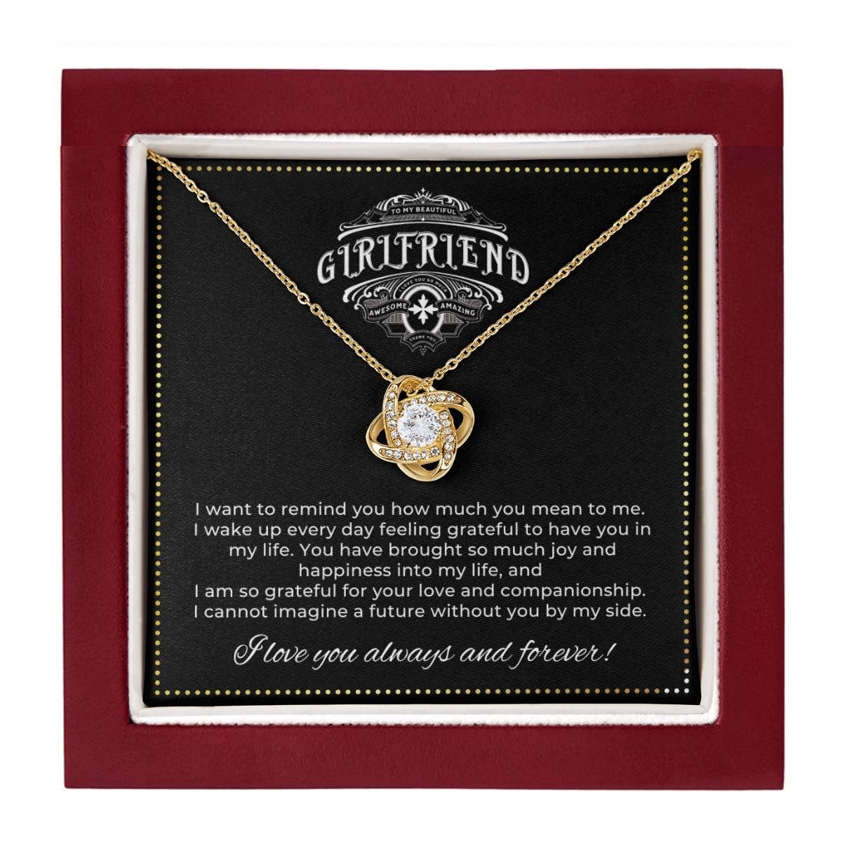 JGF Jewelry Gifts for Family | To My Beautiful Girlfriend LOVE KNOT 1418-BB