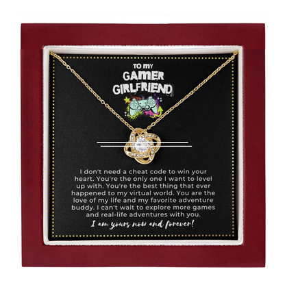 JGF Jewelry Gifts for Family | Love Knot Heart Pendant Necklace For Gamer Girlfriend| Happy Birthday Message Card