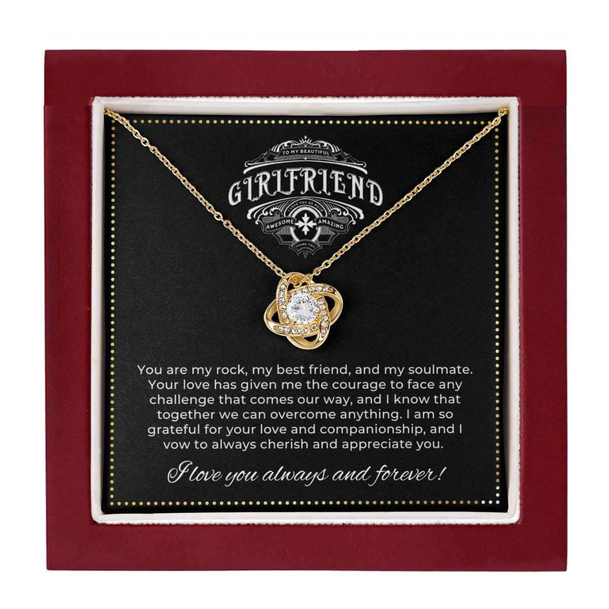 JGF Jewelry Gifts for Family | To My Beautiful Girlfriend (3) LOVE KNOT 1418-BB