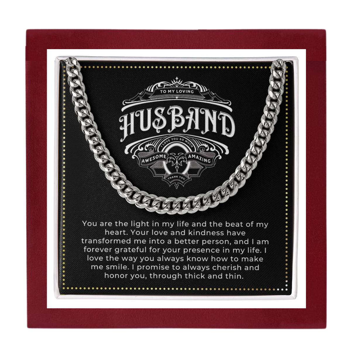 JGF Jewelry Gifts for Family | Wedding Anniversary Cuban Chain Necklace Gifts For Husband From Wife