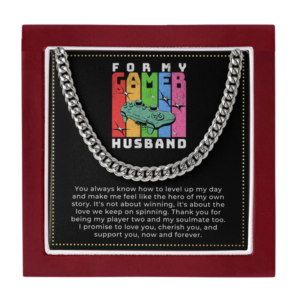 JGF Jewelry Gifts for Family | Cuban Link Chain For Men Sterling Silver | 2 Year Wedding Gift For Gamer Husband