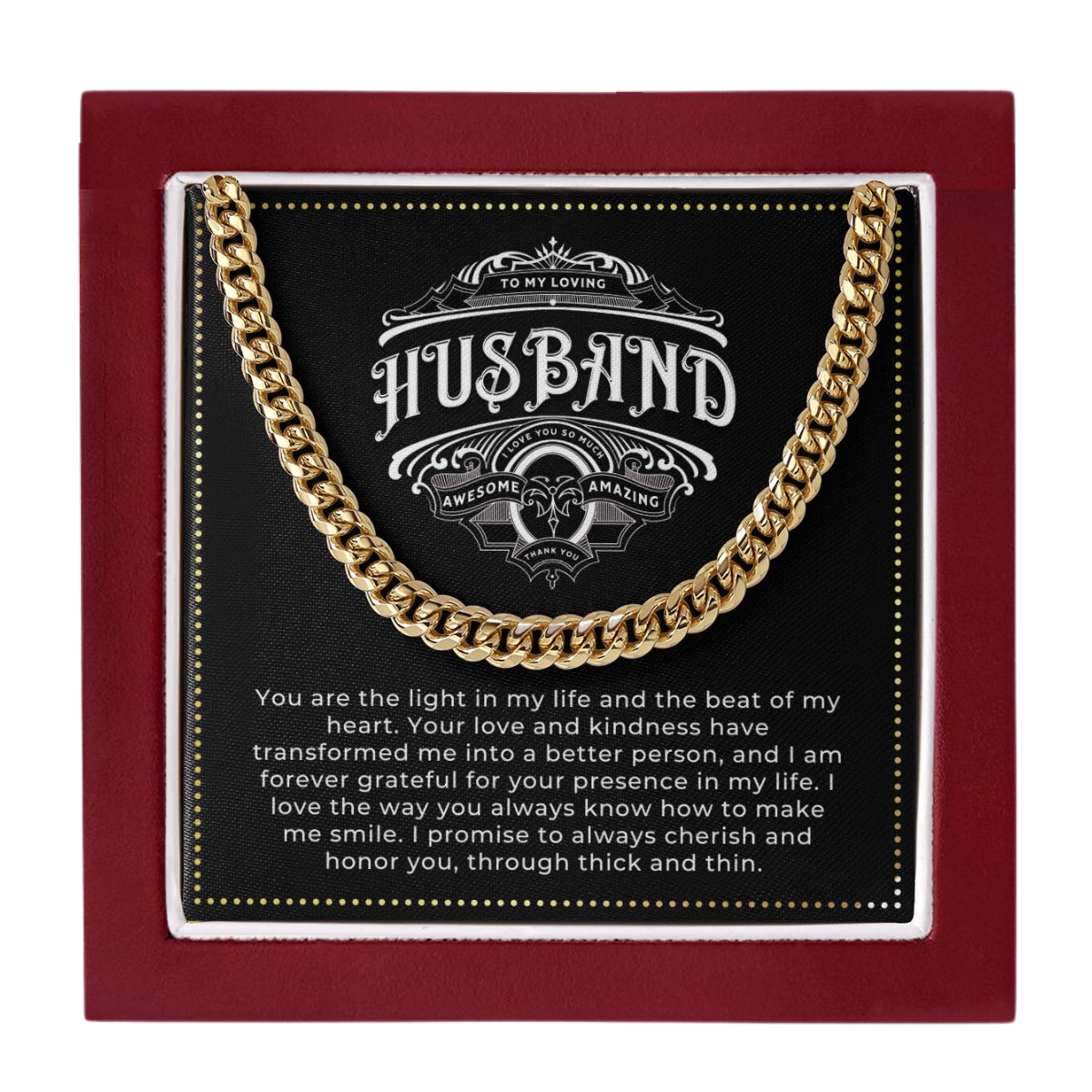 JGF Jewelry Gifts for Family | Wedding Anniversary Cuban Chain Necklace Gifts For Husband From Wife