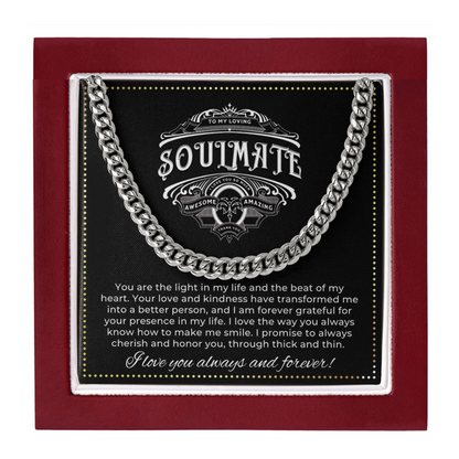 JGF Jewelry Gifts for Family | Cuban Link Chain For Men Sterling Silver | To My Soulmate Gifts For Men