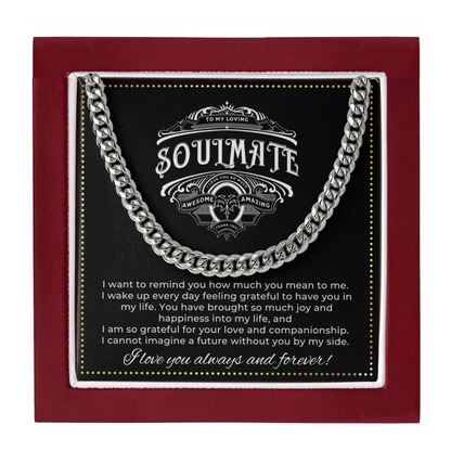 JGF Jewelry Gifts for Family | Stainless Steel Cuban Link Necklace For Men | To My Soulmate Necklace