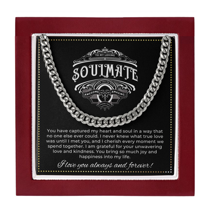 JGF Jewelry Gifts for Family |  To My Soulmate Birthday Gifts For Him | Cuban Chain Necklace For Men