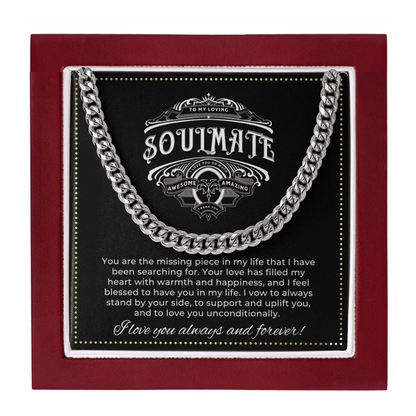 JGF Jewelry Gifts for Family | Cuban Link Chain For Men Sterling Silver | To My Soulmate Anniversary Message Card