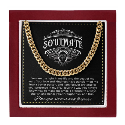 JGF Jewelry Gifts for Family | Cuban Link Chain For Men Sterling Silver | To My Soulmate Gifts For Men