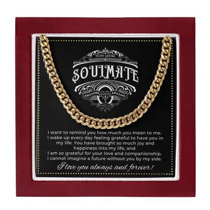 JGF Jewelry Gifts for Family | Stainless Steel Cuban Link Necklace For Men | To My Soulmate Necklace