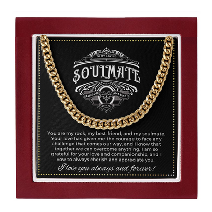 JGF Jewelry Gifts for Family | Mens Sterling Silver Cuban Chain Necklace | To My Soulmate Gifts For Him