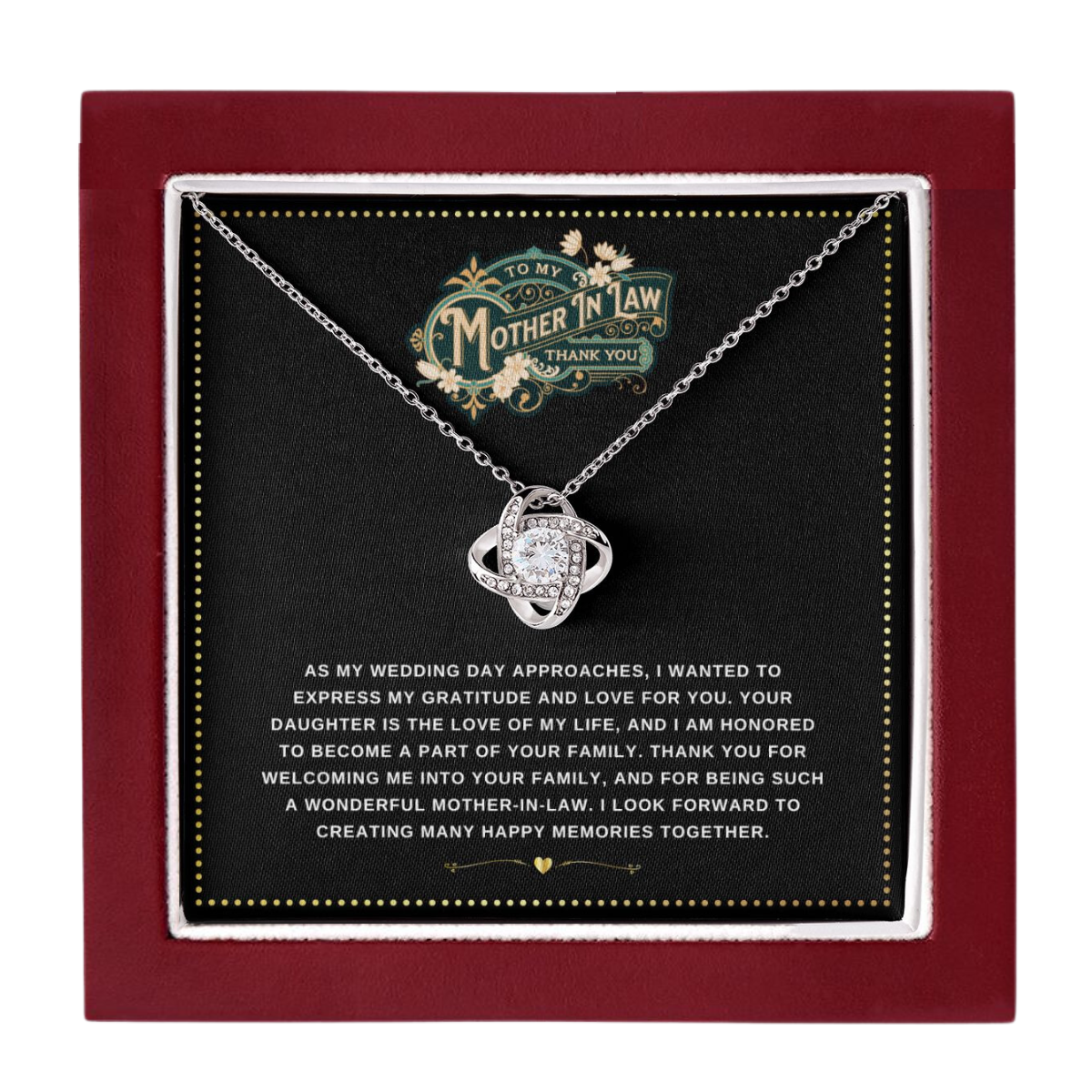 JGF Jewelry Gifts for Family | Sterling Silver Necklace Gift for New Mother In Law on Wedding Day from Son In Law