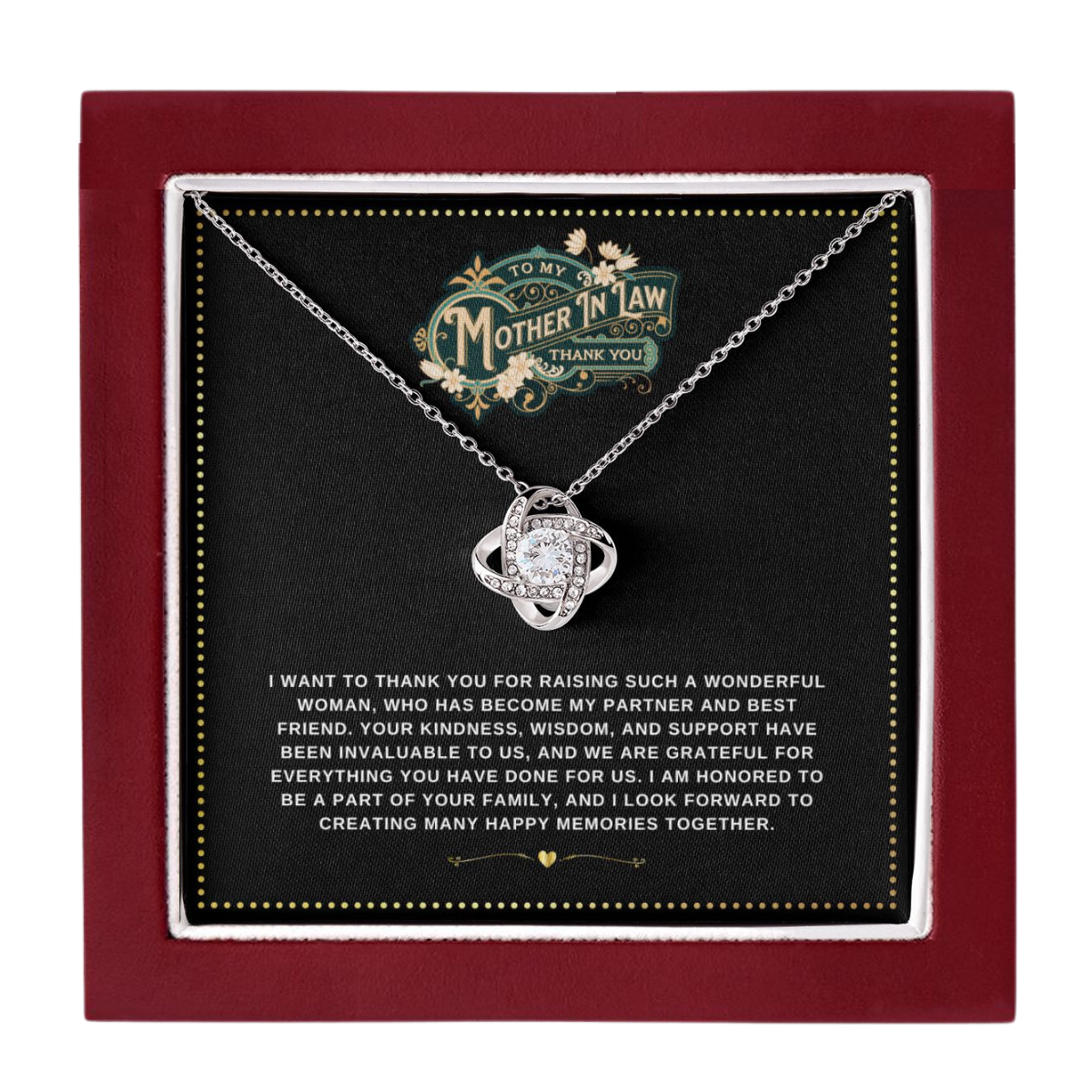 JGF Jewelry Gifts for Family | Future Mother In Law Gift from Son In Law on Wedding Day - Love Knot Sterling Silver