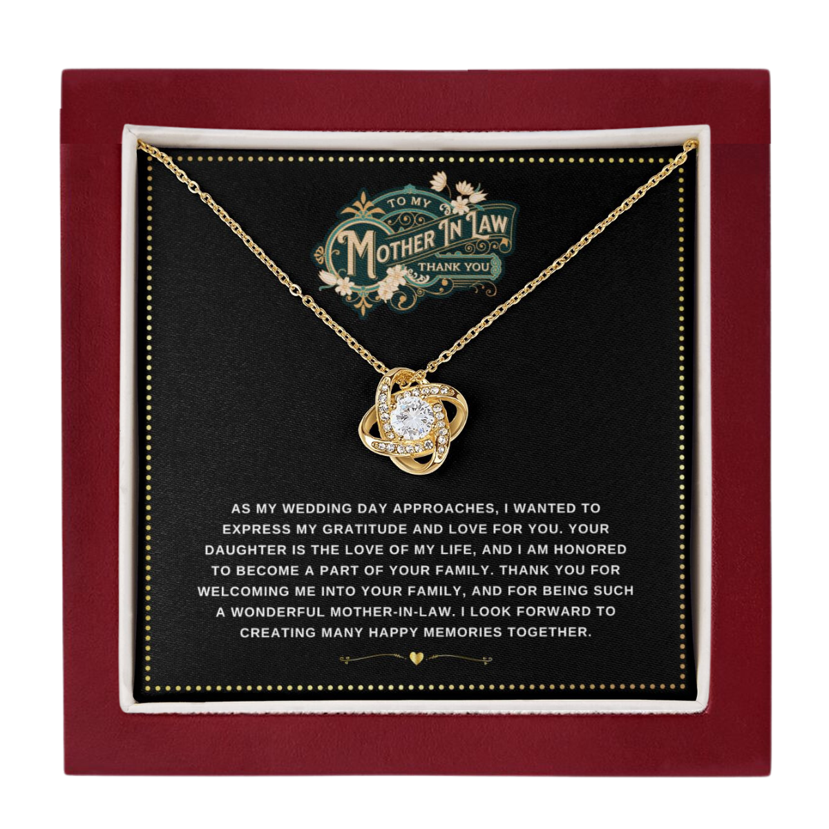 JGF Jewelry Gifts for Family | Sterling Silver Necklace Gift for New Mother In Law on Wedding Day from Son In Law