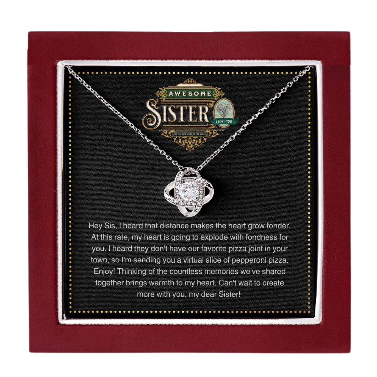 JGF Jewelry Gifts for Family | CubZir Sterling Silver | Elegant CZ Celtic Love Knot Pendant Necklace Gift for Older Sister for Mothers Day