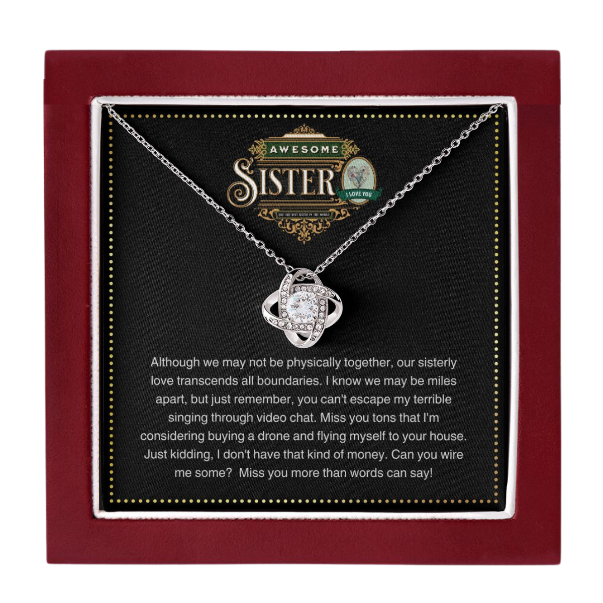 JGF Jewelry Gifts for Family | Simple Beauty Charm Women Stainless Steel Celtic LoveKnot Pendant Chain Necklace Gifts for Awesome Sister