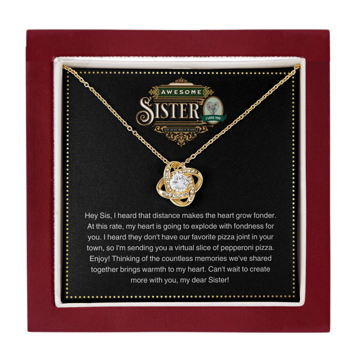 JGF Jewelry Gifts for Family | CubZir Sterling Silver | Elegant CZ Celtic Love Knot Pendant Necklace Gift for Older Sister for Mothers Day