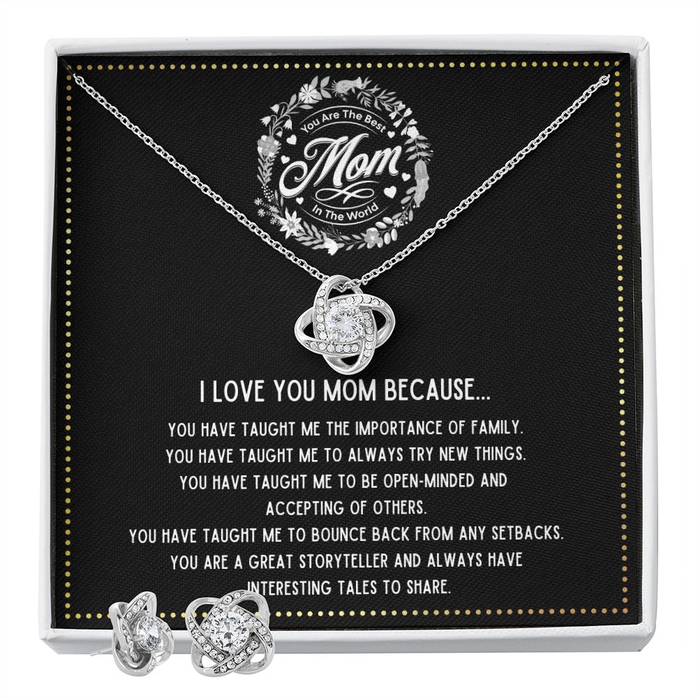 JGF Jewelry Gifts for Family - Dainty Necklace and Earrings Set or Women as Birthday Gifts for Mom