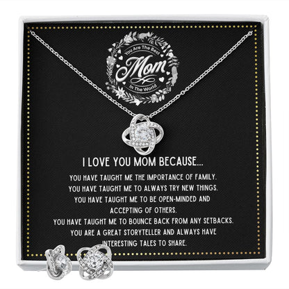 JGF Jewelry Gifts for Family - Dainty Necklace and Earrings Set or Women as Birthday Gifts for Mom