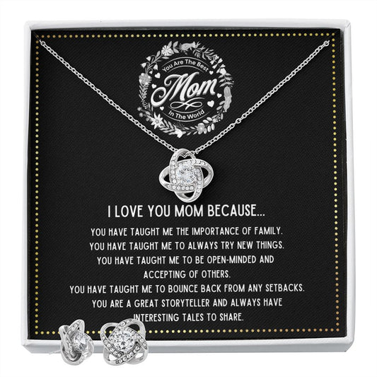 JGF Jewelry Gifts for Family - Dainty Necklace and Earrings Set or Women as Birthday Gifts for Mom