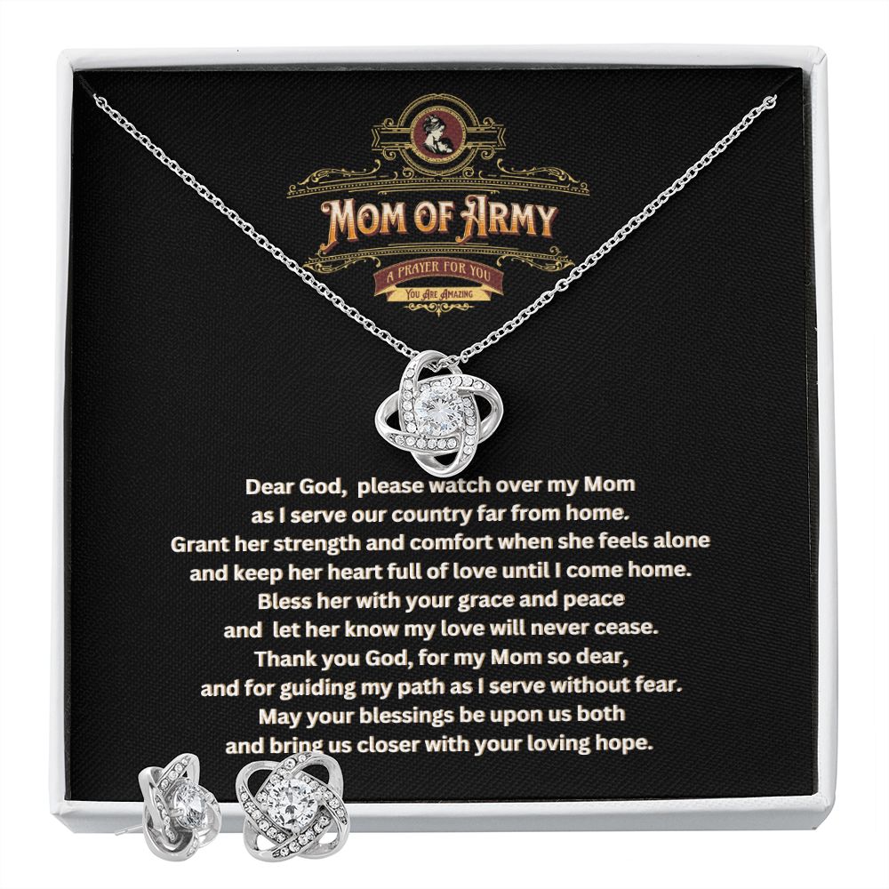 JGF Jewelry Gifts for Family | Necklace and Earrings Set for Mom of Army | Your In My Thoughts and Prayers Gift Box Item