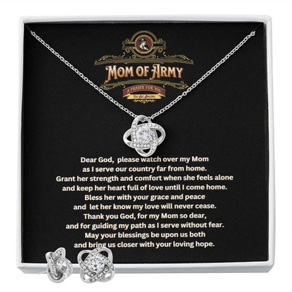 JGF Jewelry Gifts for Family | Necklace and Earrings Set for Mom of Army | Your In My Thoughts and Prayers Gift Box Item