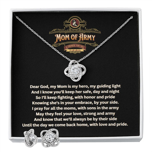 JGF Jewelry Gifts for Family | Prayer Gift Ideas for Mother of Military Army National Guard Mom Necklace and Earrings Set
