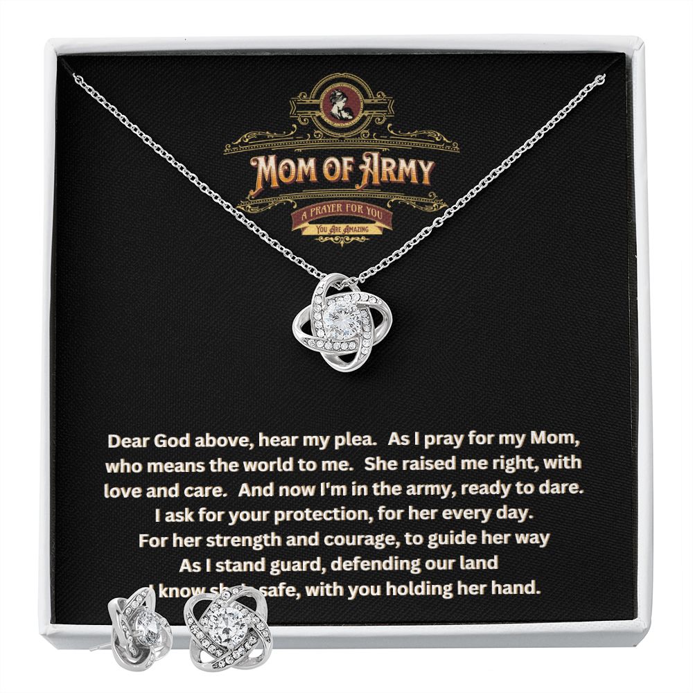 JGF Jewelry Gifts for Family | Proud Army Mom | Necklace and Earrings Jewelry Set for Women | A Prayer for Mom