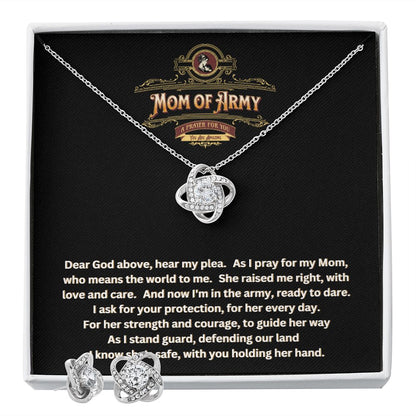 JGF Jewelry Gifts for Family | Proud Army Mom | Necklace and Earrings Jewelry Set for Women | A Prayer for Mom