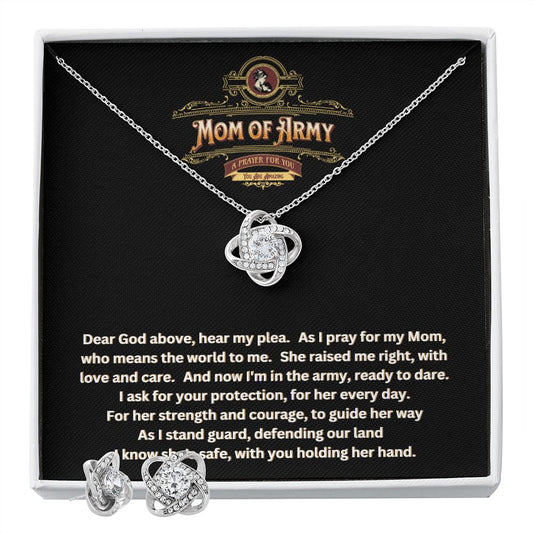 JGF Jewelry Gifts for Family | Proud Army Mom | Necklace and Earrings Jewelry Set for Women | A Prayer for Mom