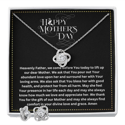 JGF Jewelry Gifts for Family | Prayer for Mom on Mother's Day Far Away from Home Gift Box Item Ideas | Casual Necklace and Earrings Set