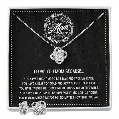 JGF Jewelry Gifts for Family - Dear Mom Thank You for Everything Necklace and Earrings Set Birthday Gifts