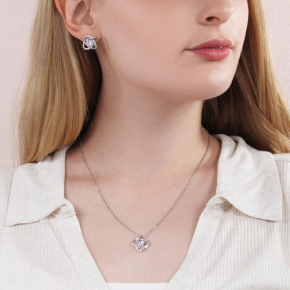 JGF Jewelry Gifts for Family: Sterling Silver Cubic Zirconia Necklace and Earring Set for Women | Happy Mother's Day Gifts