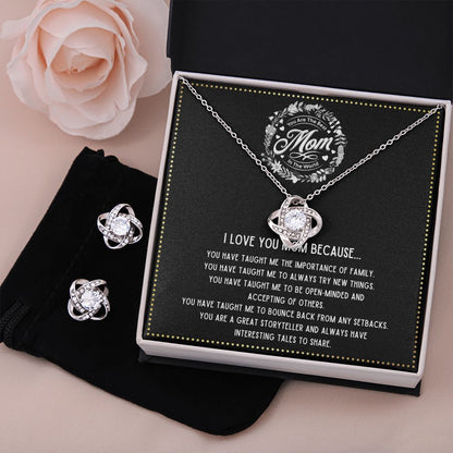 JGF Jewelry Gifts for Family - Dainty Necklace and Earrings Set or Women as Birthday Gifts for Mom