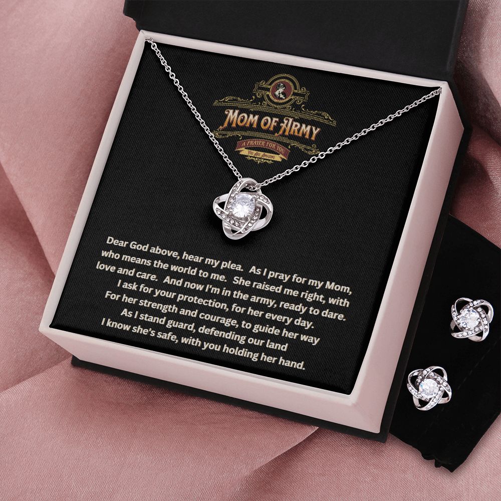 JGF Jewelry Gifts for Family | Proud Army Mom | Necklace and Earrings Jewelry Set for Women | A Prayer for Mom