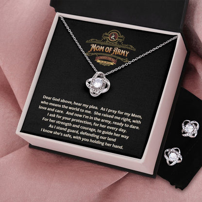 JGF Jewelry Gifts for Family | Proud Army Mom | Necklace and Earrings Jewelry Set for Women | A Prayer for Mom