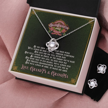 JGF Jewelry Gift for Family: Gifts For Adult Granddaughter From Grandma And Grandpa Silver Necklace and Earrings for Women