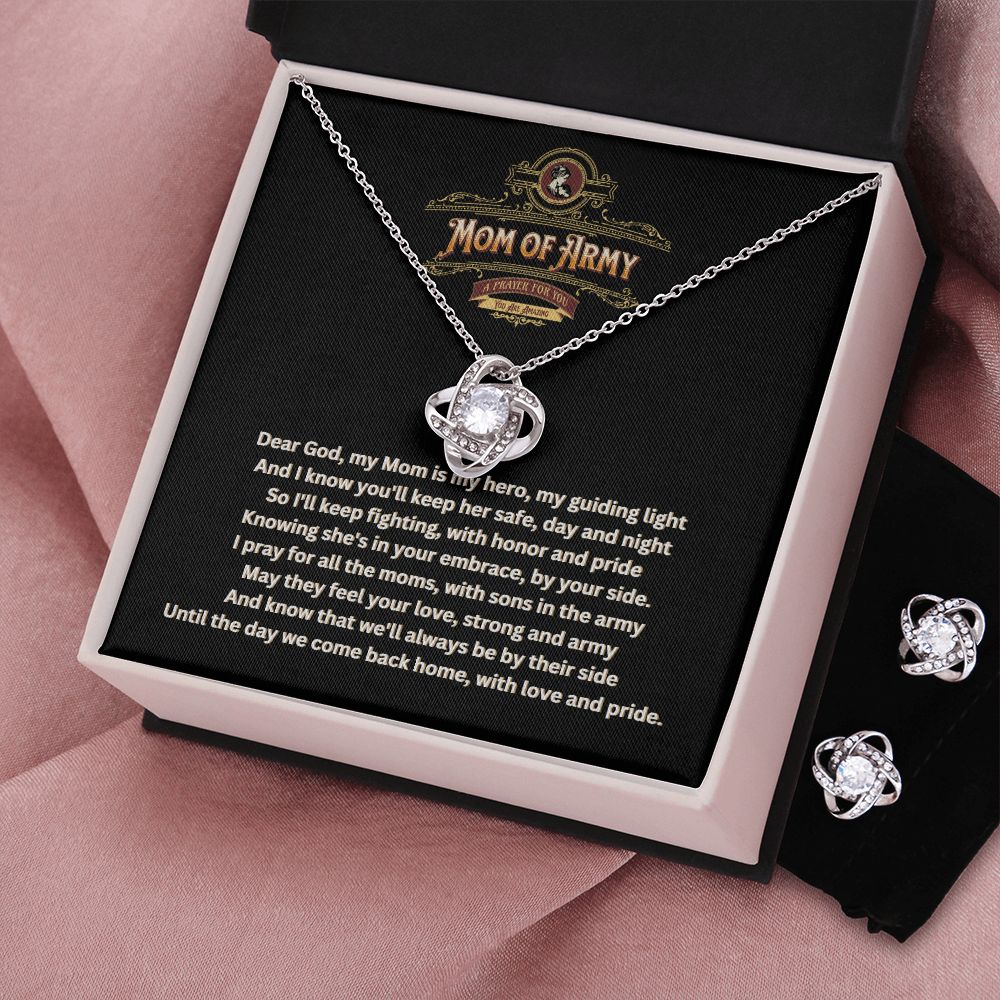 JGF Jewelry Gifts for Family | Prayer Gift Ideas for Mother of Military Army National Guard Mom Necklace and Earrings Set