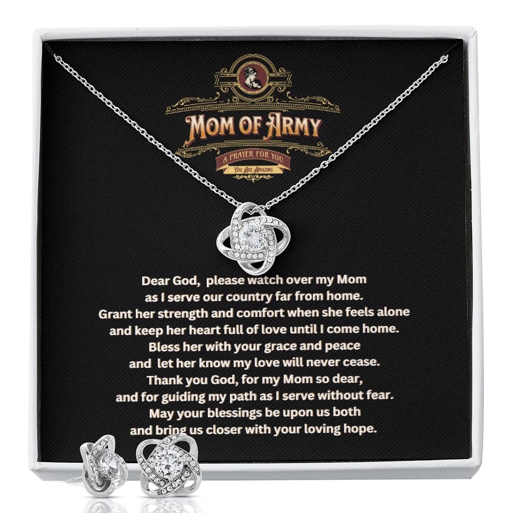 JGF Jewelry Gifts for Family | Necklace and Earrings Set for Mom of Army | Your In My Thoughts and Prayers Gift Box Item