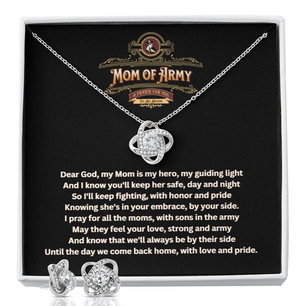 JGF Jewelry Gifts for Family | Prayer Gift Ideas for Mother of Military Army National Guard Mom Necklace and Earrings Set