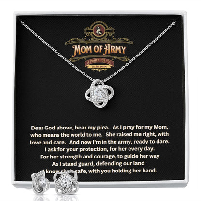 JGF Jewelry Gifts for Family | Proud Army Mom | Necklace and Earrings Jewelry Set for Women | A Prayer for Mom