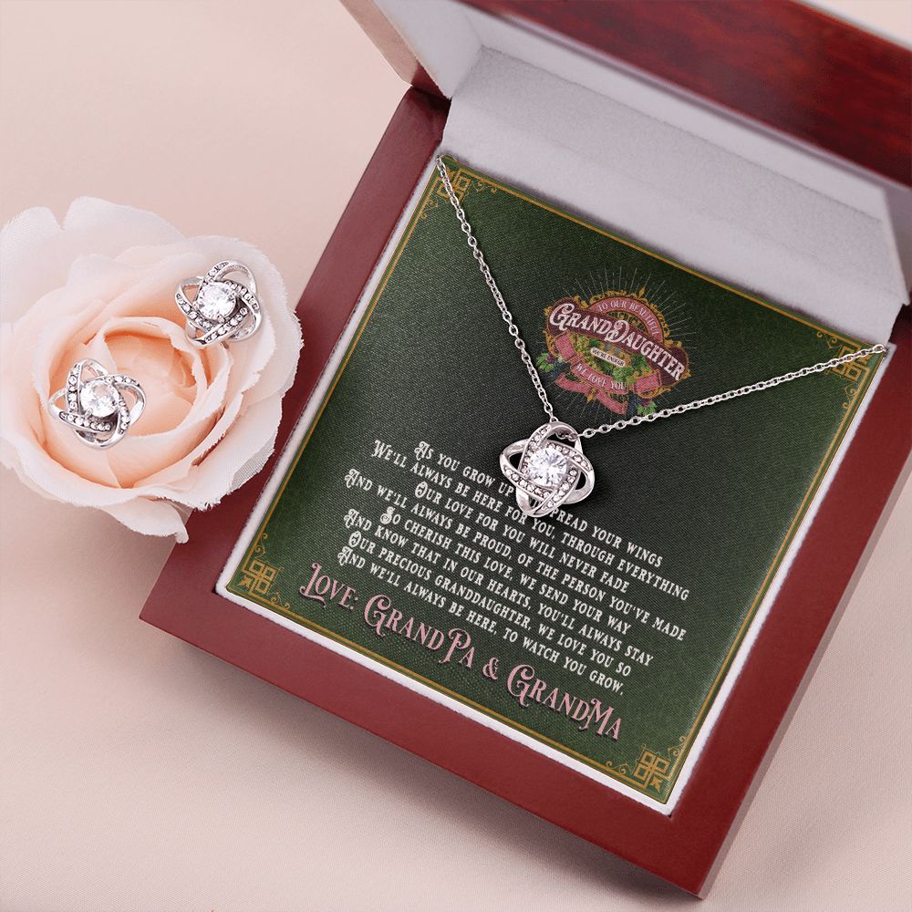 JGF Jewelry Gift for Family: Gifts For Adult Granddaughter From Grandma And Grandpa Silver Necklace and Earrings for Women