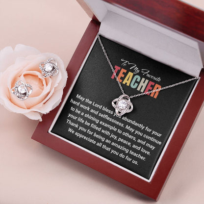 JGF Jewelry Gifts for Family: Goodbye Thank You Teacher Appreciation Necklace and Earrings Set Gifts from Students