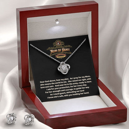 JGF Jewelry Gifts for Family | Proud Army Mom | Necklace and Earrings Jewelry Set for Women | A Prayer for Mom