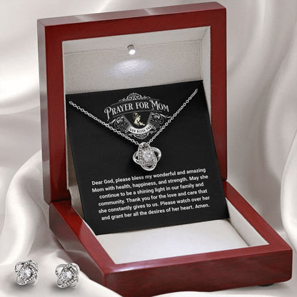 JGF Jewelry Gifts for Family: Women's Stainless Steel Cubic Zirconia Stud Earrings and Necklace Jewelry Set for Mom