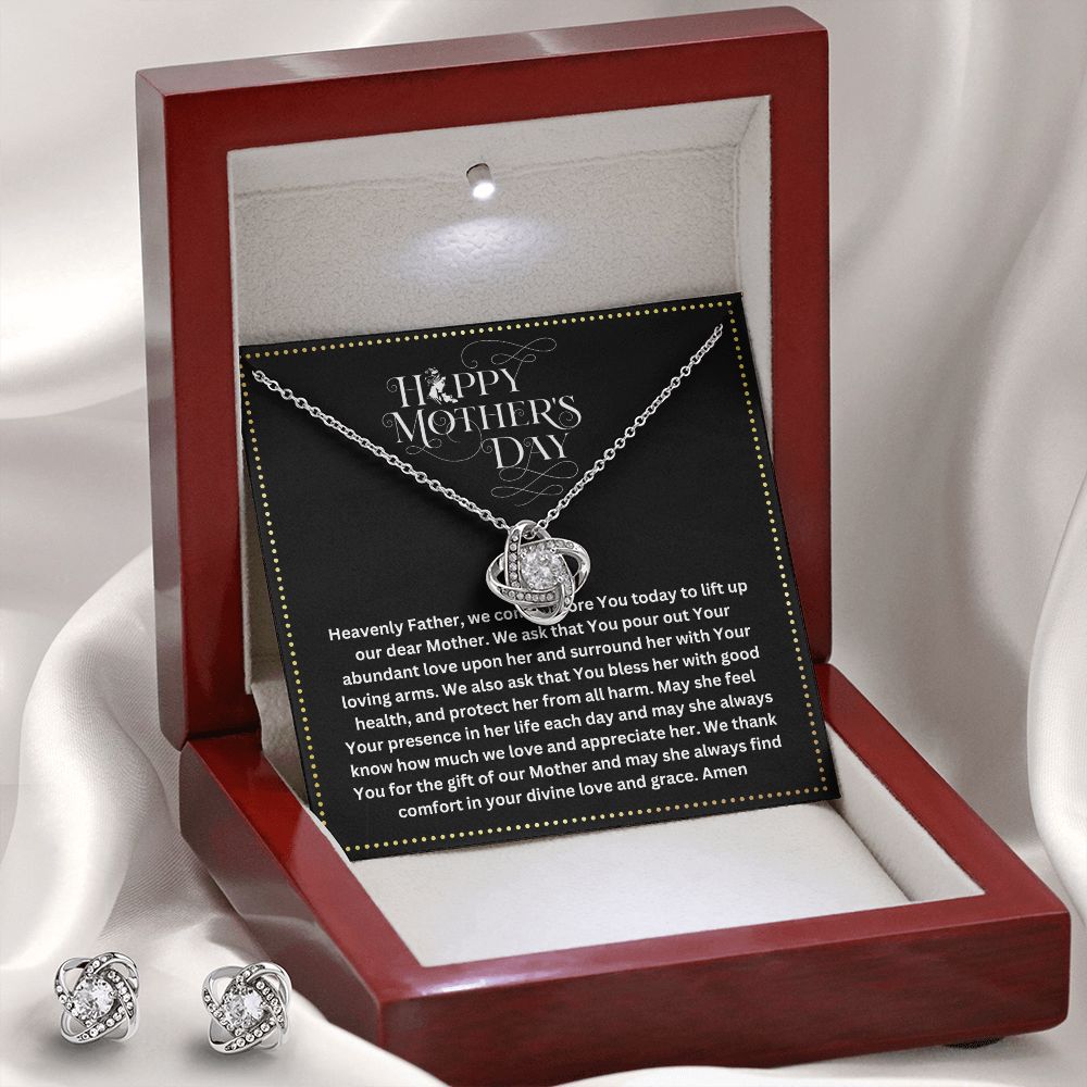 JGF Jewelry Gifts for Family | Prayer for Mom on Mother's Day Far Away from Home Gift Box Item Ideas | Casual Necklace and Earrings Set