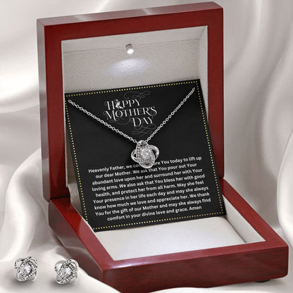 JGF Jewelry Gifts for Family | Prayer for Mom on Mother's Day Far Away from Home Gift Box Item Ideas | Casual Necklace and Earrings Set