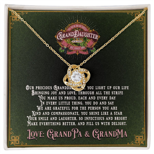 JGF Jewelry Gifts for Family: 18K Gold Over Sterling Silver Necklace Gift for Granddaughter from Grandparents