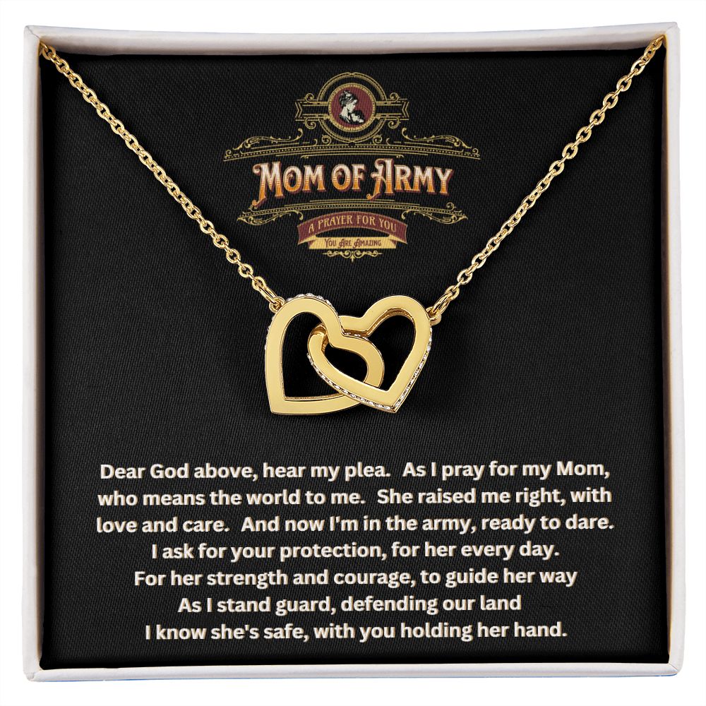 JGF Jewelry Gifts for Family | A Prayer for My Mom of Army  | Two Tone Hearts Pendant Necklace Gift Ideas