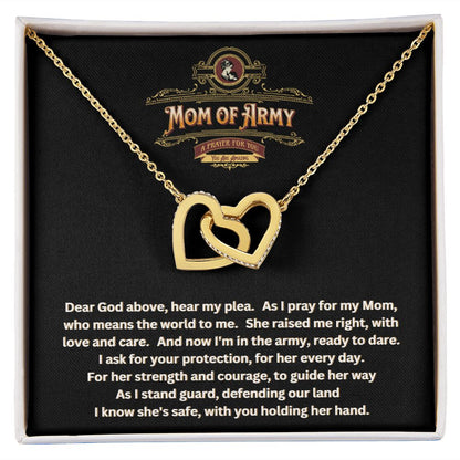 JGF Jewelry Gifts for Family | A Prayer for My Mom of Army  | Two Tone Hearts Pendant Necklace Gift Ideas