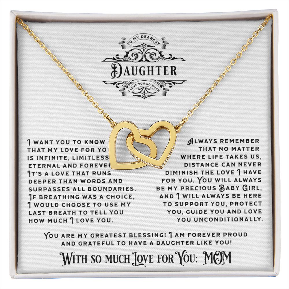 JGF Jewelry Gifts for Family: Double Heart Necklace Pendant with Crystal Zircon Jewelry Gift for Daughter from Mom